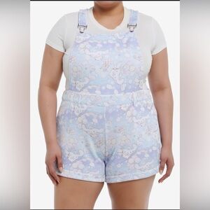 Pastel Cloud Print Short Overalls - Light Lavender